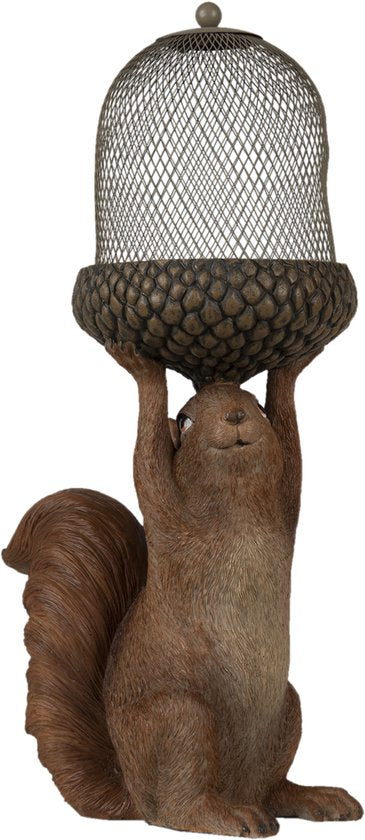 Clayre & Eef Beeld  Eekhoorn 23*15*42 cm Bruin Kunststof Woonaccessoires beeld decoratie  Decoratieve Accessoires