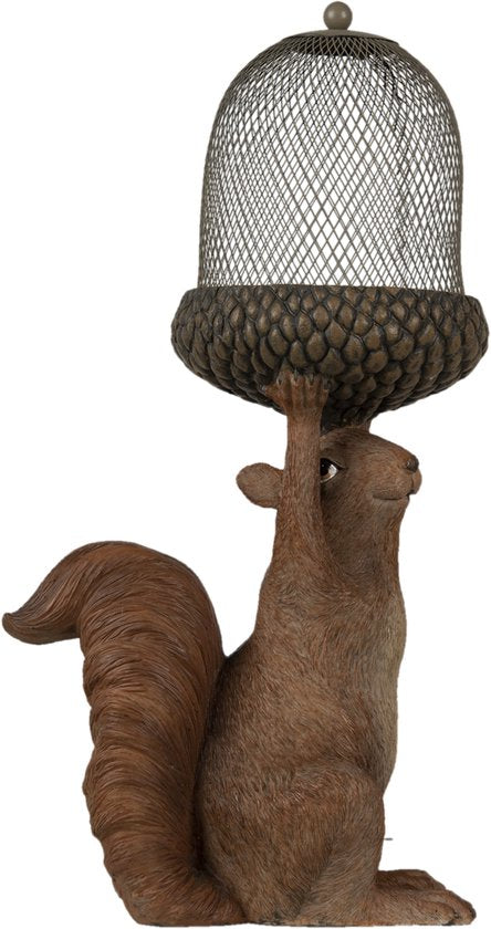 Clayre & Eef Beeld  Eekhoorn 23*15*42 cm Bruin Kunststof Woonaccessoires beeld decoratie  Decoratieve Accessoires