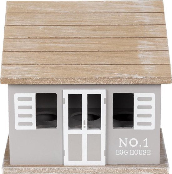 Clayre & Eef Eierkastje Huisje 20*14*18 cm Bruin Hout Egg house Eierhouder