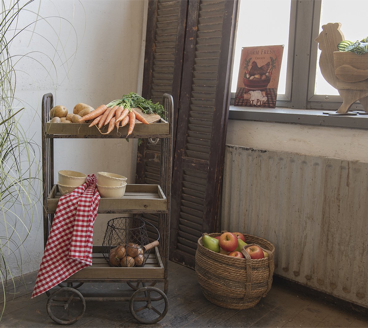 Clayre & Eef Theedoek 50x70 cm Rood Wit Katoen Ruit Keukenhanddoek