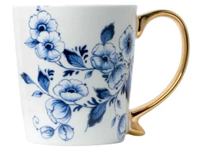 Mok bloem Goud | Heinen Delfts Blauw | Souvenir