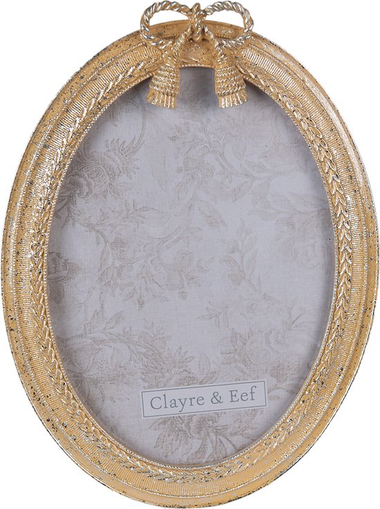 Clayre & Eef Fotolijst 13*18 cm Goudkleurig Kunststof Ovaal Fotokader Wissellijst Foto Frame