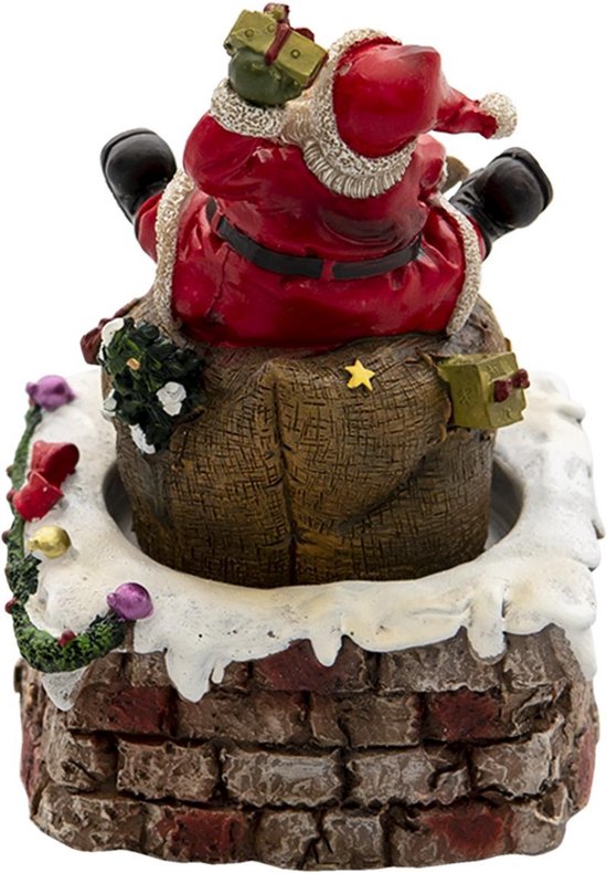 Clayre & Eef | Muziekdoos Kerstman Rood, Bruin ø 10*15 cm | 6PR4736