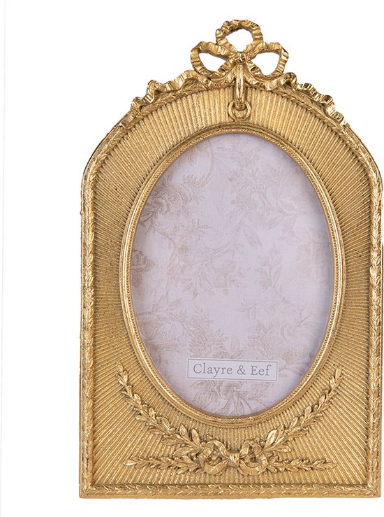 Clayre & Eef Fotolijst 13*18 cm Goudkleurig Kunststof Fotokader Wissellijst Foto Frame