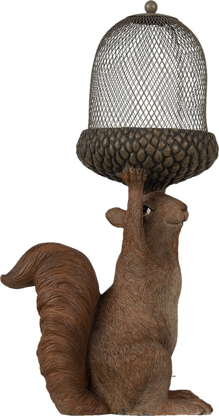 Clayre & Eef Beeld  Eekhoorn 23*15*42 cm Bruin Kunststof Woonaccessoires beeld decoratie  Decoratieve Accessoires