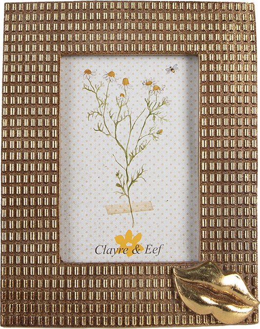 Clayre & Eef Fotolijst 10x15 cm Goudkleurig Kunststof Glas Fotokader