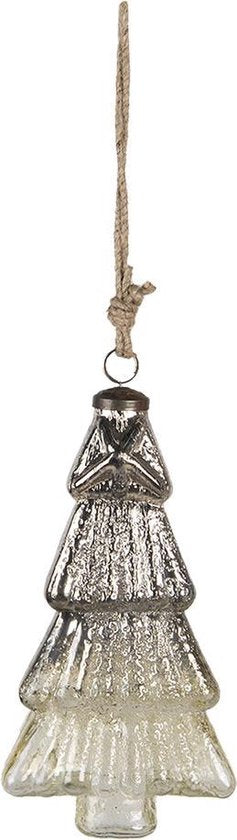 Clayre & Eef Kerstbal XL 11*4*20 cm Goudkleurig Glas Kerstboomversiering Kerstversiering Kerstdecoratie