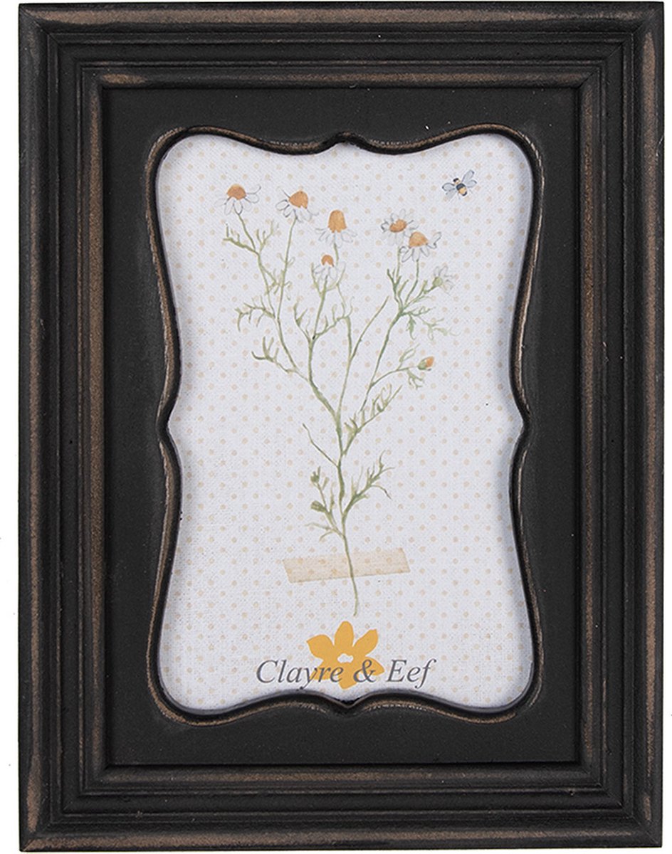 Clayre & Eef Fotolijst 10x15 cm Zwart Bruin Houtproduct Rechthoek Fotokader