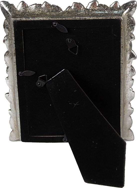 Clayre & Eef Fotolijst 10x15 cm Zilverkleurig Kunststof Blaadjes Fotokader Wissellijst Foto Frame
