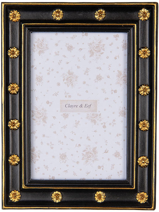 Clayre & Eef Fotolijst 10x15 cm Zwart Goudkleurig Kunststof Glas