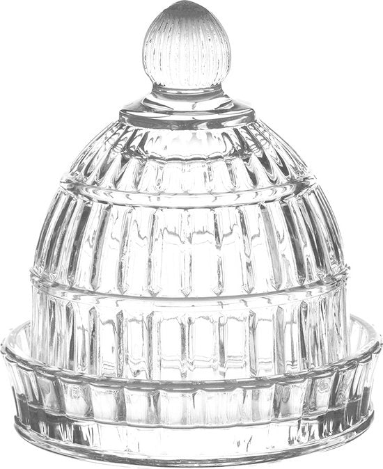 Clayre & Eef Stolp Ø 9x10 cm Transparant Glas Rond Glazen stolp