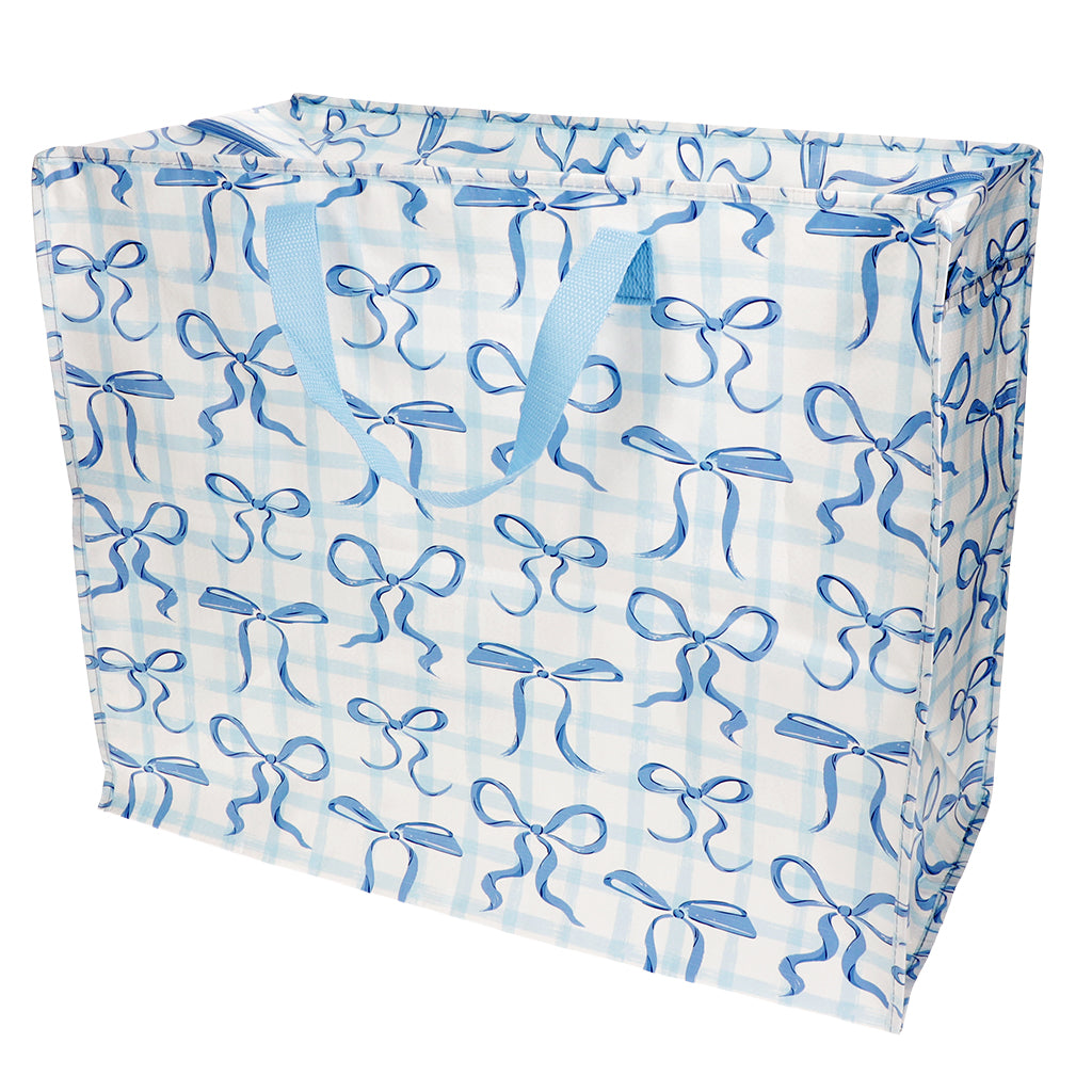 Rex London Jumbo Opbergtas Blue Bows – XXL Verhuistas met Rits – Grote Opbergzak voor Was, Beddengoed & Opslag
