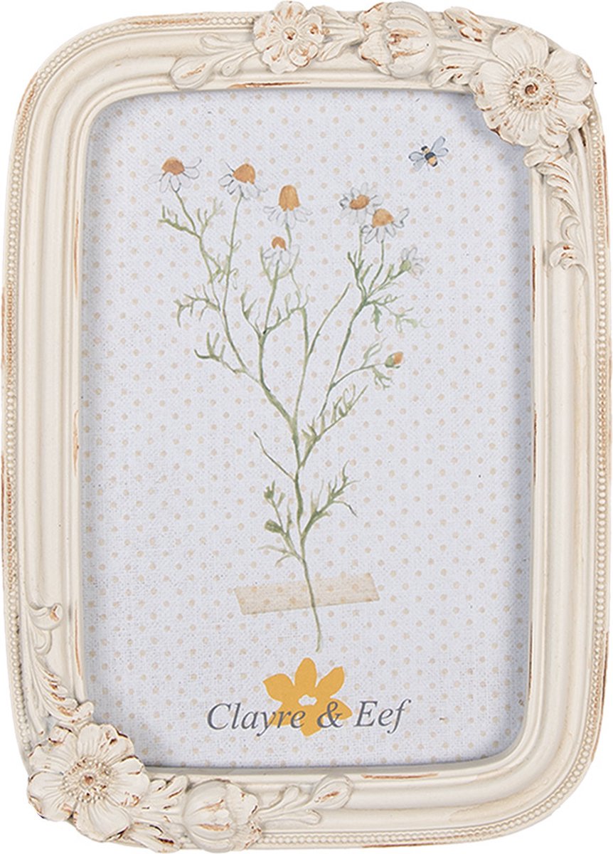 Clayre & Eef Fotolijst 10x15 cm Beige Kunststof Glas Rechthoek Fotokader