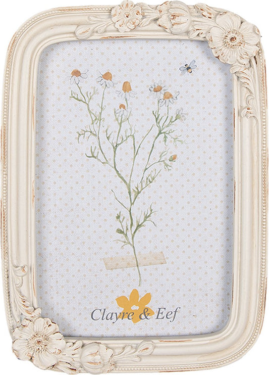 Clayre & Eef Fotolijst 10x15 cm Beige Kunststof Glas Rechthoek Fotokader