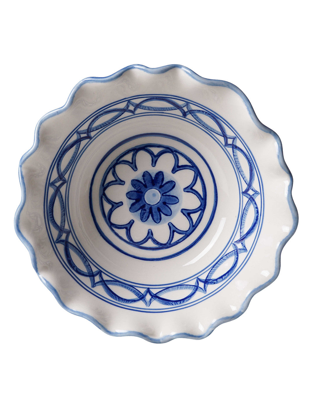 Heinen Delfts Blauw Kom Golven Majolica – 16 cm