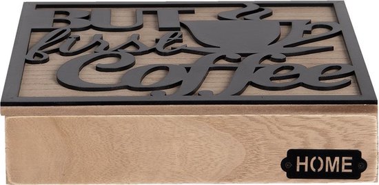 Clayre & Eef Decoratief Opbergdoosje 24*24*5 cm Bruin Hout Vierkant Opbergbox