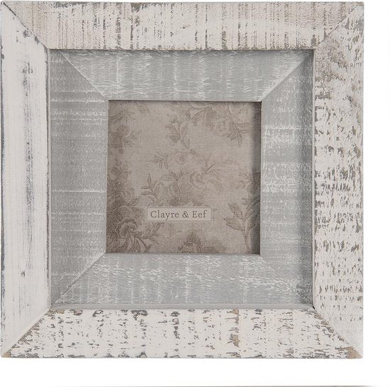 Clayre & Eef Fotolijst 15*2*15 cm / 7*7 cm Grijs MDF Glas Rechthoek Fotokader Wissellijst Foto Frame