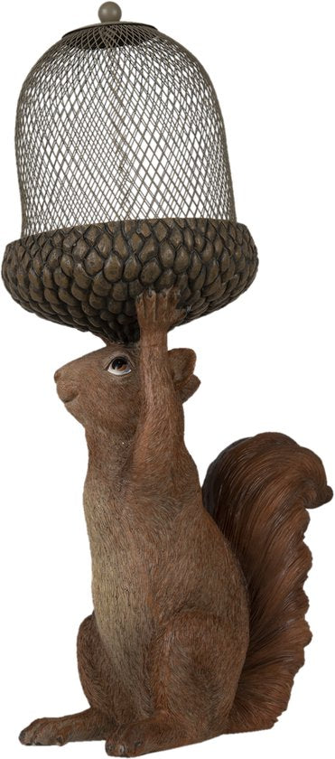 Clayre & Eef Beeld  Eekhoorn 23*15*42 cm Bruin Kunststof Woonaccessoires beeld decoratie  Decoratieve Accessoires