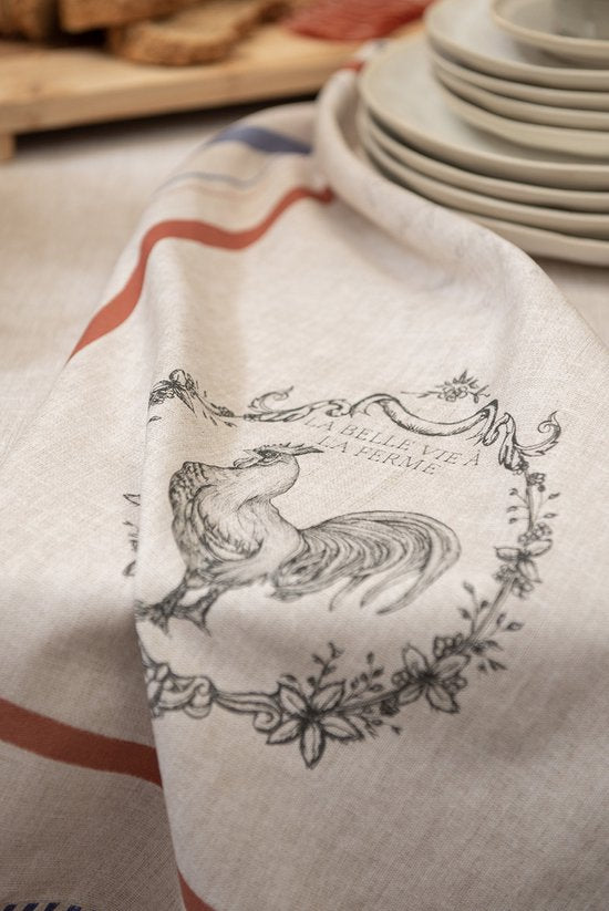 Clayre & Eef Ovenwant 18x30 cm Beige Katoen Haan Ovenhandschoen Keukentextiel Cadeau voor haar