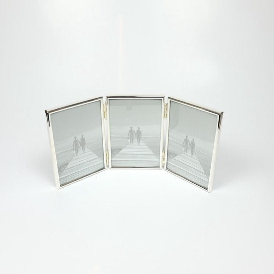 3 Zilveren 3-luik Fotolijst - 10x15 cm