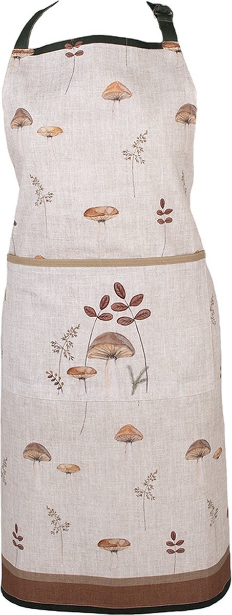 Clayre & Eef Keukenschort 70x85 cm Beige Katoen Paddenstoelen