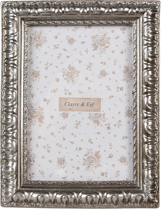 Clayre & Eef Fotolijst 10x15 cm Zilverkleurig Kunststof Glas Fotokader