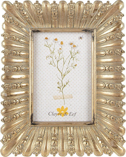 Clayre & Eef Fotolijst 10x15 cm Goudkleurig Kunststof Glas Fotokader Wissellijst Foto Frame