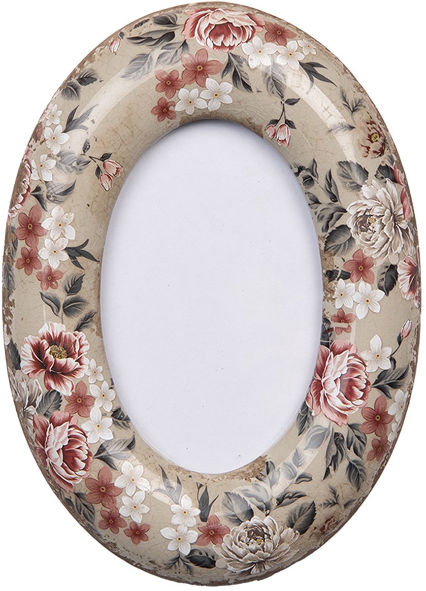 Clayre & Eef Fotolijst 9x13 cm Beige Keramiek Bloemen