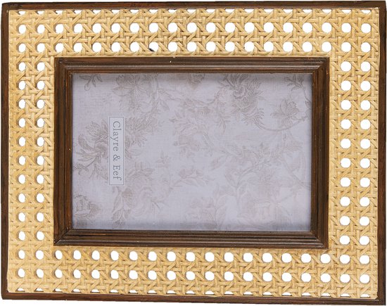Clayre & Eef Fotolijst 10x15 cm Bruin Beige Kunststof Fotokader