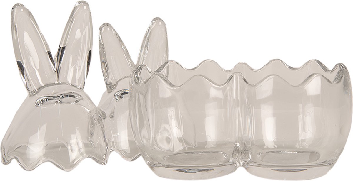 Clayre & Eef Glazen potje Ei 14x8x17 cm Transparant Glas Potje met Deksel