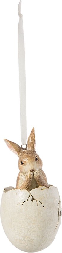 Clayre & Eef Hanger Ei Ø 5x10 cm Bruin Kunststof Paasdecoratie Paashanger