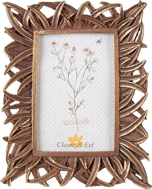 Clayre & Eef Fotolijst 10x15 cm Goudkleurig Kunststof Fotokader Wissellijst Foto Frame
