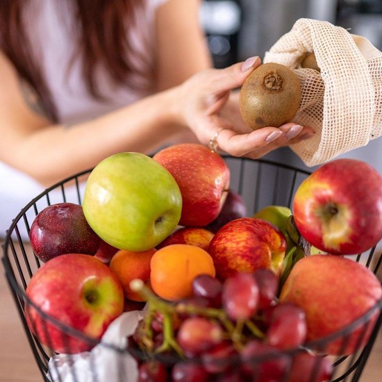 Chinchilla Zero Waste - Groente- Fruit en Broodzakjes - Katoen - biologisch - 4 stuks