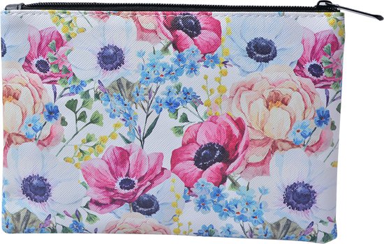 Juleeze Portemonnee 21*16 cm Wit Kunststof Bloemen Beurs Geldbeurs Geldbuidel
