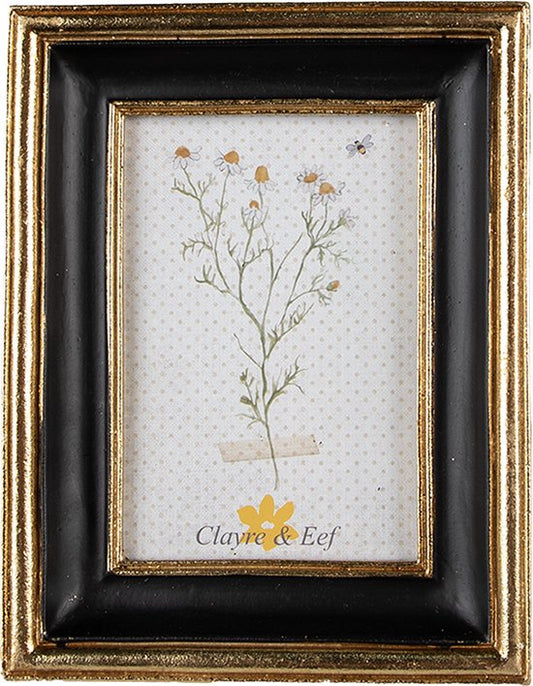 Clayre & Eef Fotolijst 10x15 cm Goudkleurig Zwart Kunststof Fotokader Wissellijst Foto Frame
