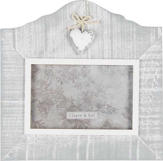 Clayre & Eef Fotolijst 22*2*21 cm / 15*10 cm Grijs MDF Glas Rechthoek Fotokader Wissellijst Foto Frame