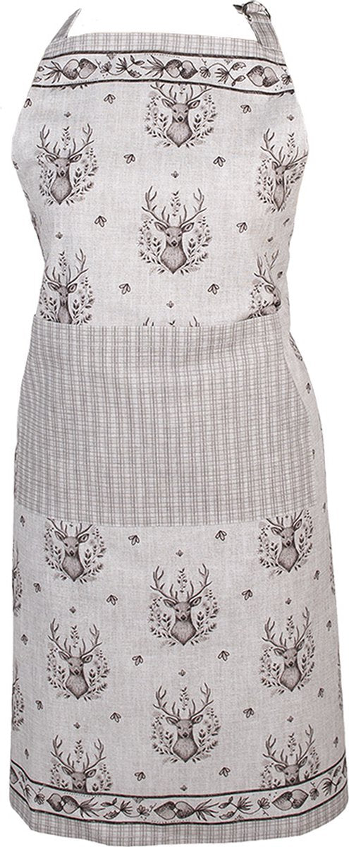 Clayre & Eef Keukenschort 70x85 cm Beige Katoen Hert