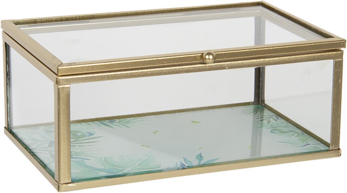 Clayre & Eef Sieradendoos 14x8x6 cm Glas Rechthoek Juwelendoos Sieraden box Sieradenkist