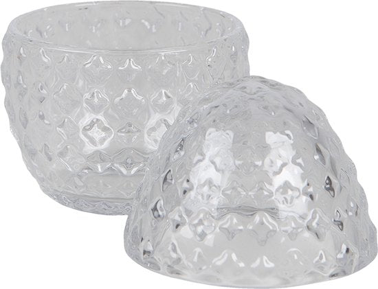 Clayre & Eef Bonbonniere met deksel Ei Ø 9*12 cm Transparant Glas Bonbonschaaltje Bonbonniere Kristal Decoratie Schaal