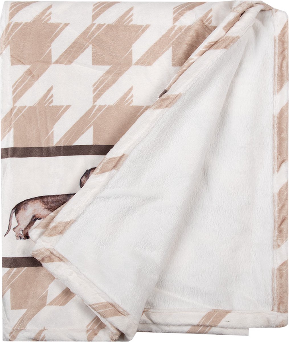 Clayre & Eef Plaid 130x170 cm Bruin Wit Polyester Teckels Deken