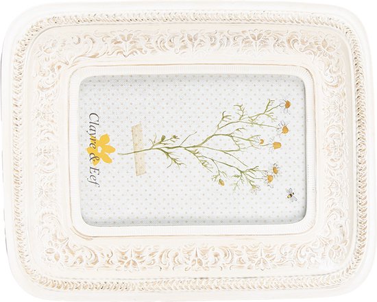 Clayre & Eef Fotolijst 10x15 cm Beige Kunststof Glas Fotokader Wissellijst Foto Frame