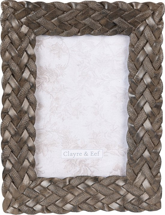 Clayre & Eef Fotolijst 10*15 cm Bruin Kunststof Fotokader Wissellijst Foto Frame