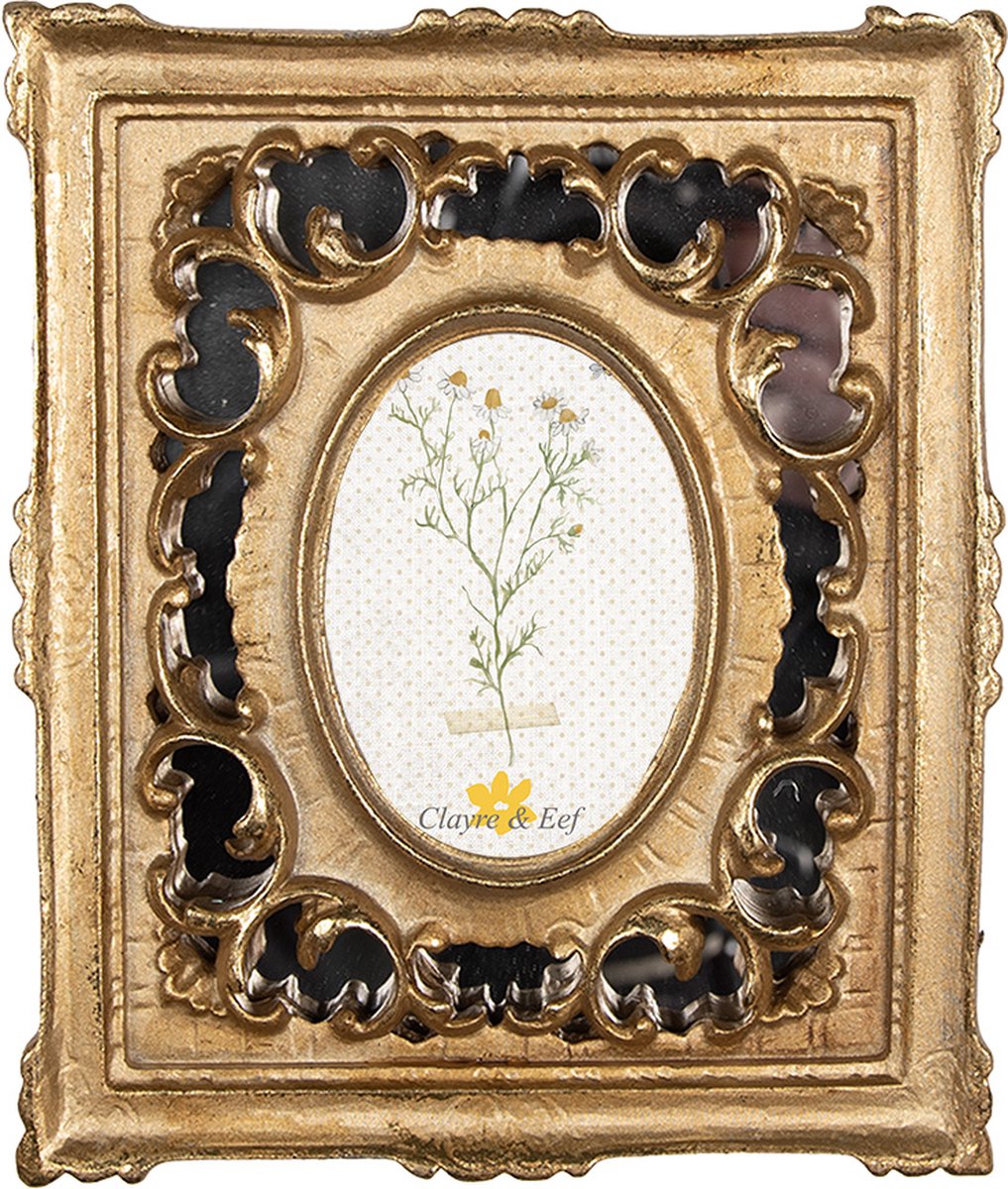 Clayre & Eef Fotolijst 7x9 cm Goudkleurig Kunststof Glas Rechthoek Fotokader