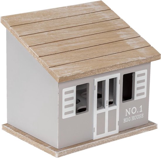 Clayre & Eef Eierkastje Huisje 20*14*18 cm Bruin Hout Egg house Eierhouder