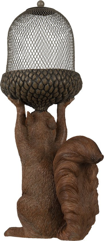 Clayre & Eef Beeld  Eekhoorn 23*15*42 cm Bruin Kunststof Woonaccessoires beeld decoratie  Decoratieve Accessoires