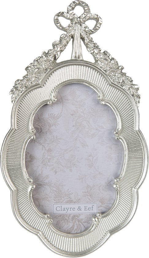 Clayre & Eef Fotolijst 10*15 cm Zilverkleurig Kunststof Fotokader Wissellijst Foto Frame
