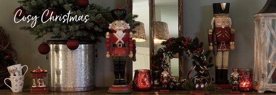 Clayre & Eef Haak Kerstsok Gewei 18*24*15 cm Rood Bruin Kunststof