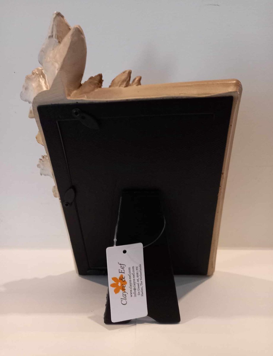 Clayre & Eef Fotolijst 10x15 cm Bruin Beige Kunststof Glas Bloemen Fotokader