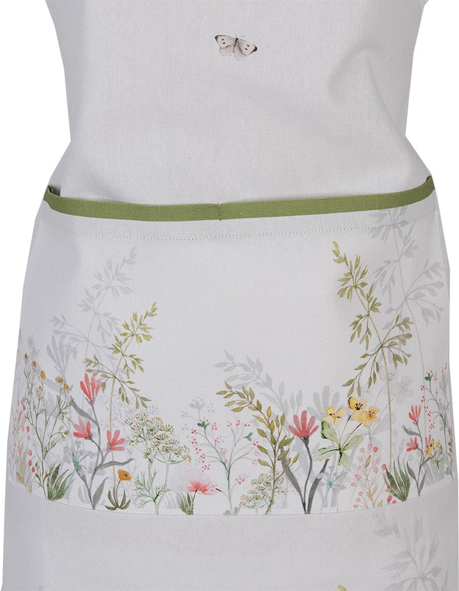 Clayre & Eef Keukenschort 70x85 cm Wit Katoen Bloemen
