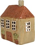 Clayre & Eef Waxinelichthouder Huis 17x10x19 cm Groen Oranje Keramiek